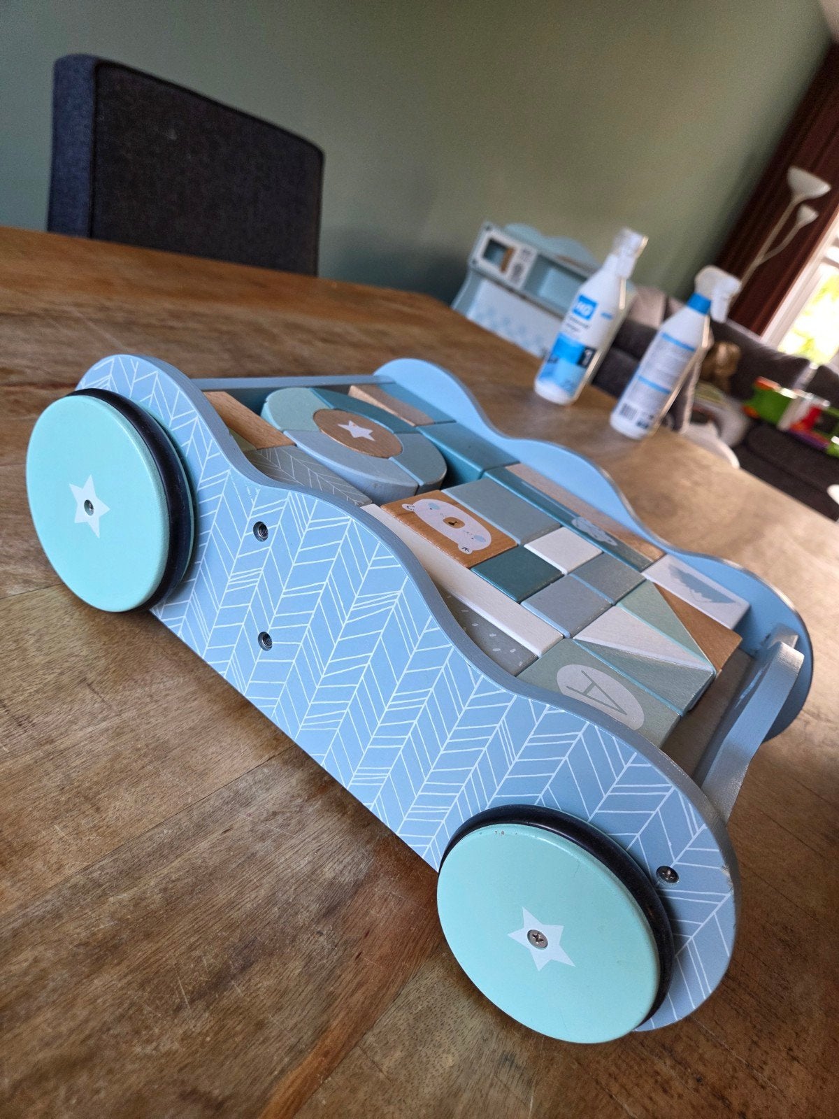 Little Dutch Blokkenkar Blauw, Kinderen en Baby's, Ophalen of Verzenden, Zo goed als nieuw, Overige typen, Met wieltjes
