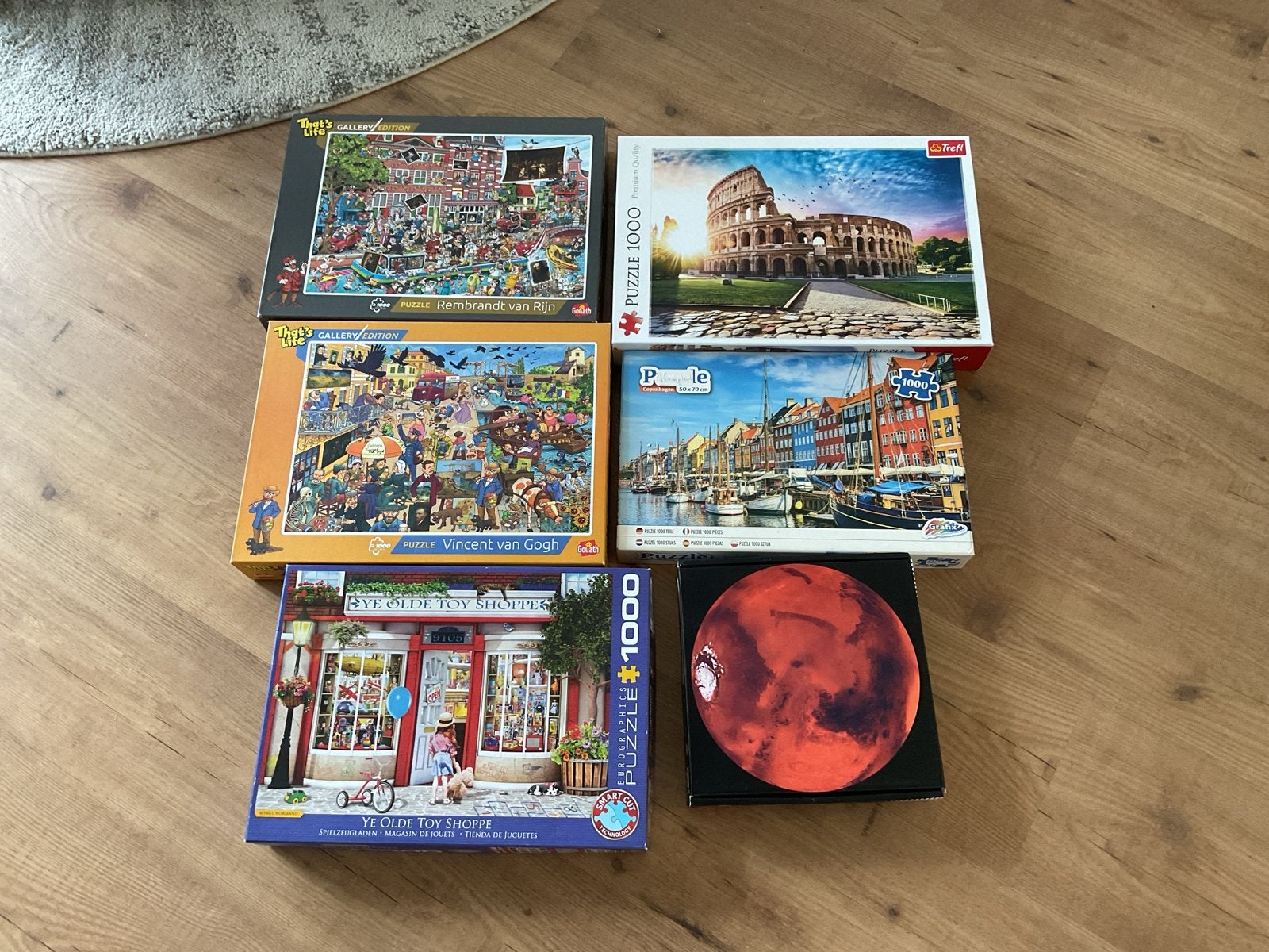 Diverse puzzels 1000 stukjes - Rembrandt, Van Gogh, Rome, Een of twee spelers, Ophalen, Gebruikt