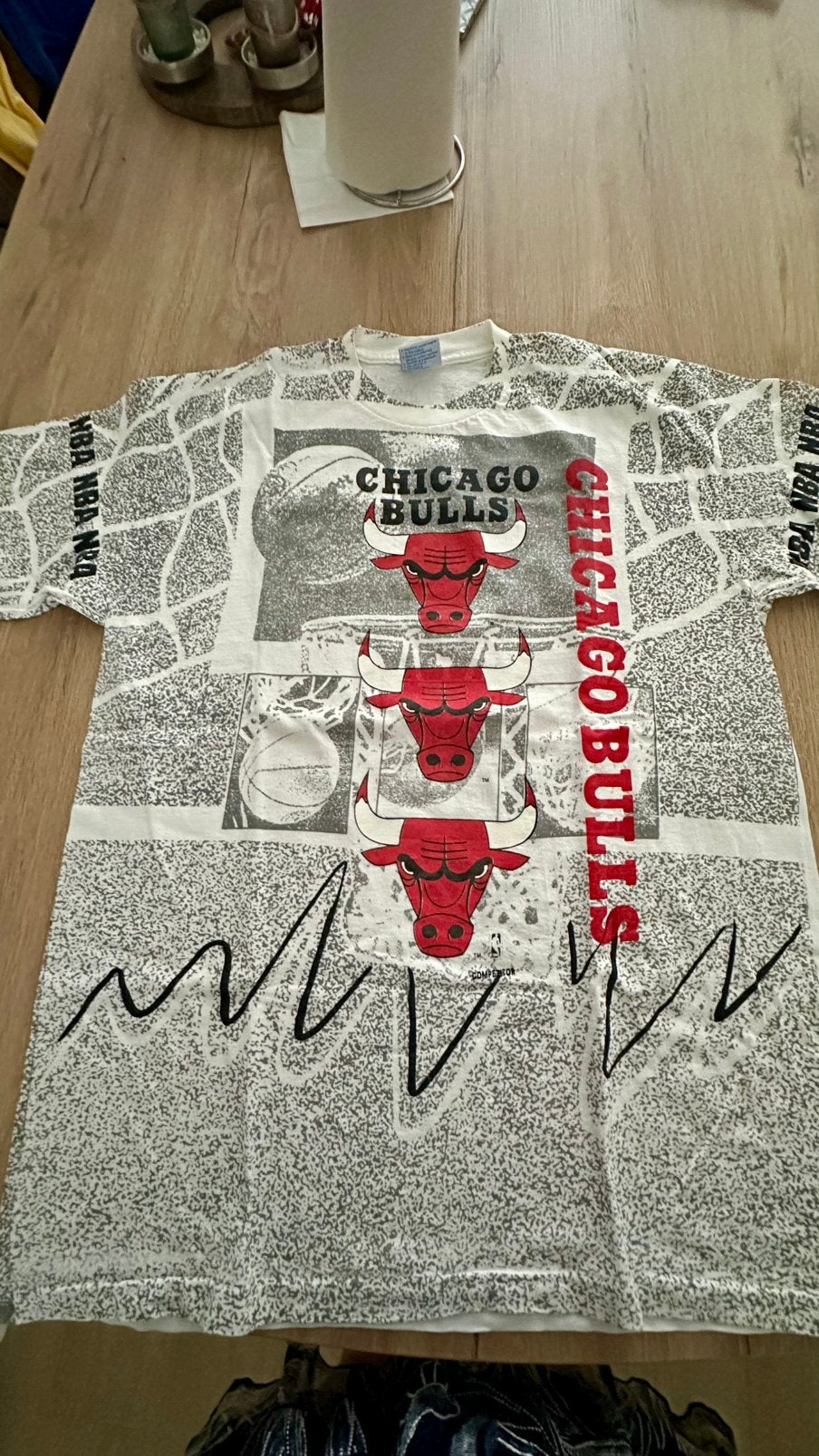 Vintage Chicago Bulls NBA T-shirt - All Sport Proweight, Ophalen of Verzenden, Gedragen, Maat 48/50 (M), Grijs