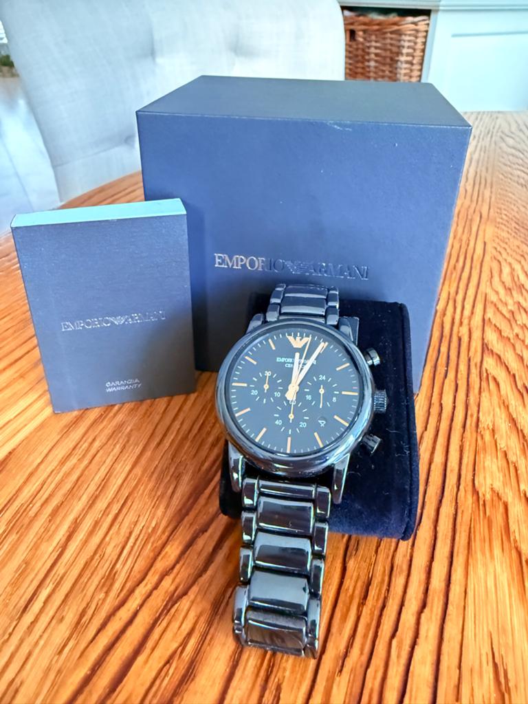Emporio Armani AR1509 Herenhorloge met volledige armband, Staal, Staal, Polshorloge, Zo goed als nieuw
