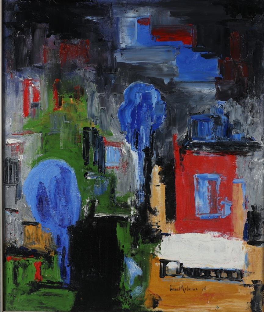 Karel Frederik Arkema (1901-1965), Gezicht op achterhuis, Antiek en Kunst, Ophalen of Verzenden