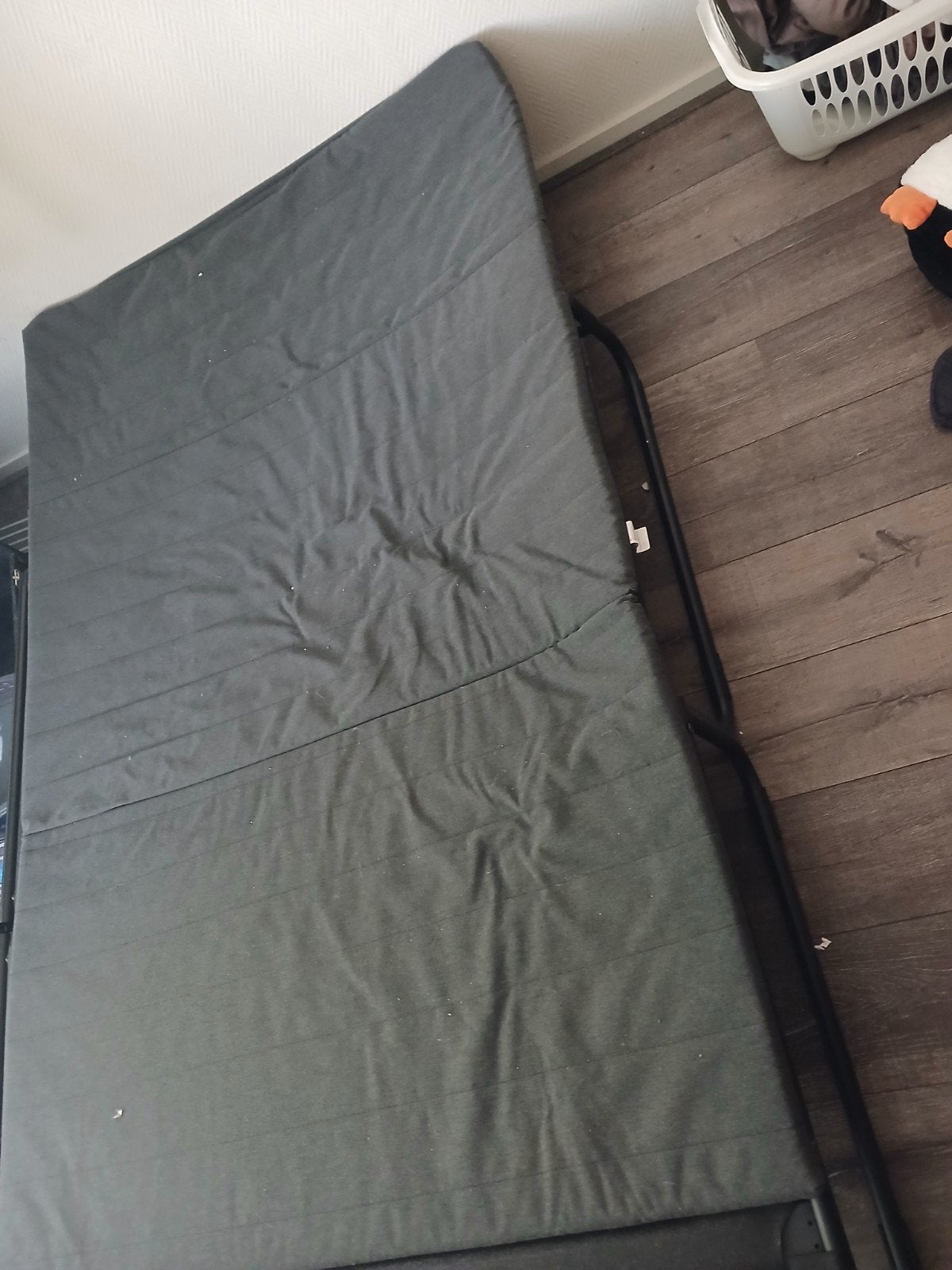 Opklapbaar logeerbed / vouwbed met matras, Ophalen, Zwart, Twijfelaar, Metaal