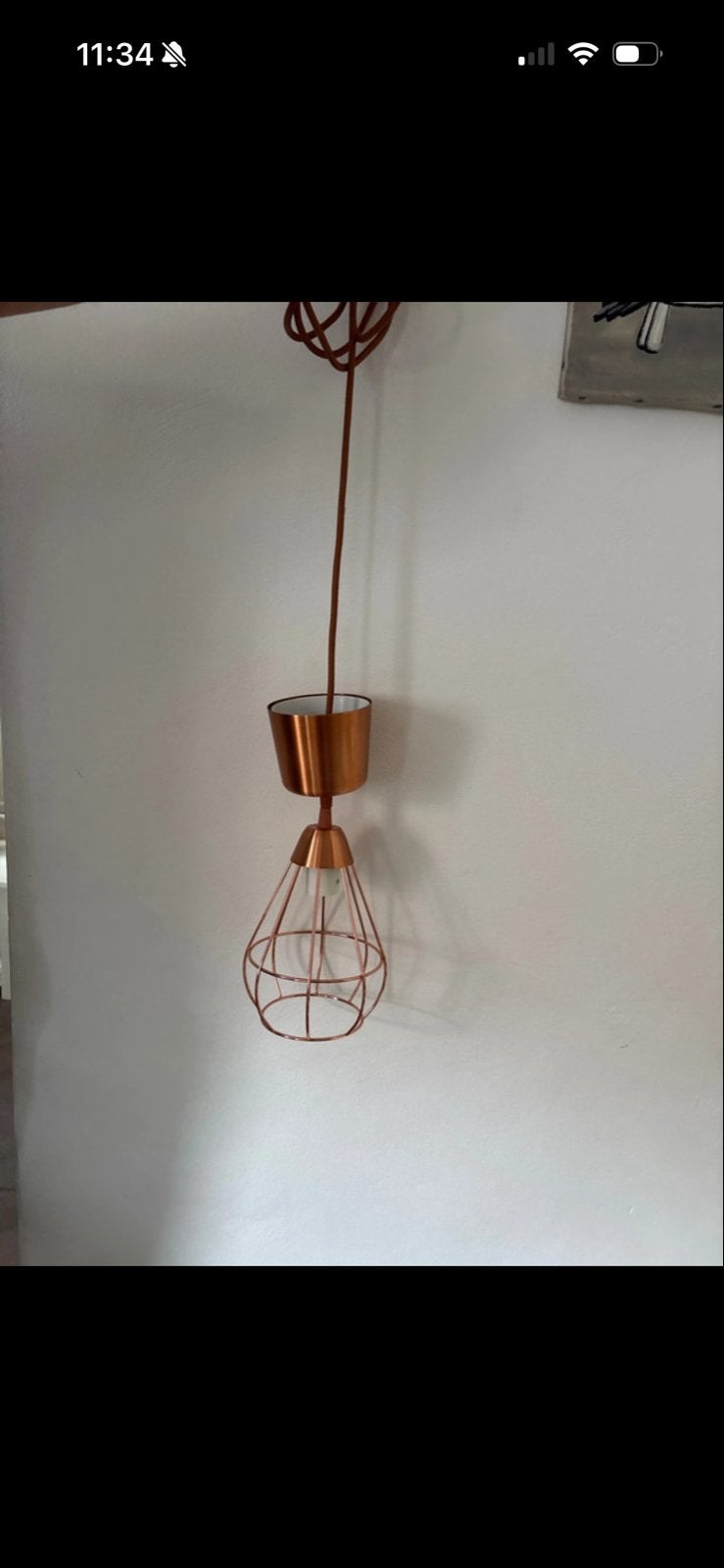 IKEA Koperkleurige Hanglamp met Draadkooi Design, Ophalen of Verzenden, Zo goed als nieuw, Metaal, E27 (groot)