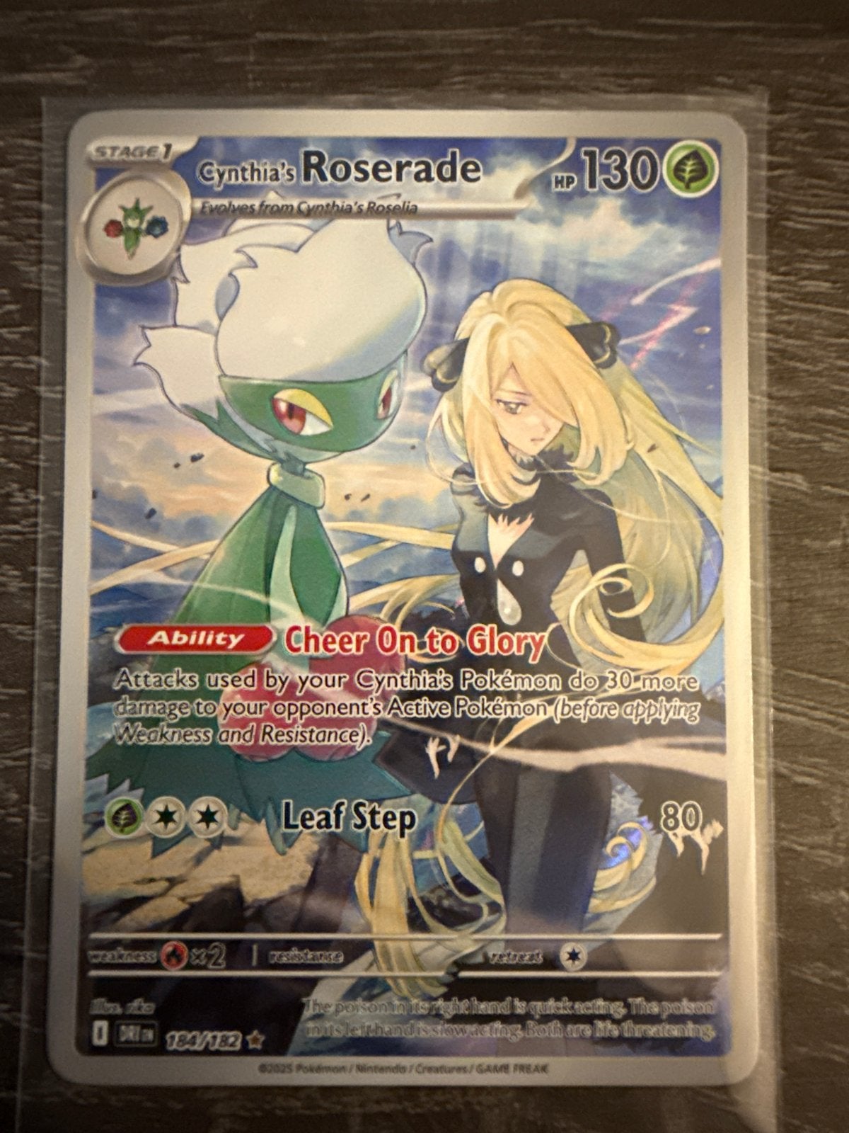 Cynthia's Roserade Pokémon Kaart 184/182, Ophalen of Verzenden, Zo goed als nieuw, Losse kaart