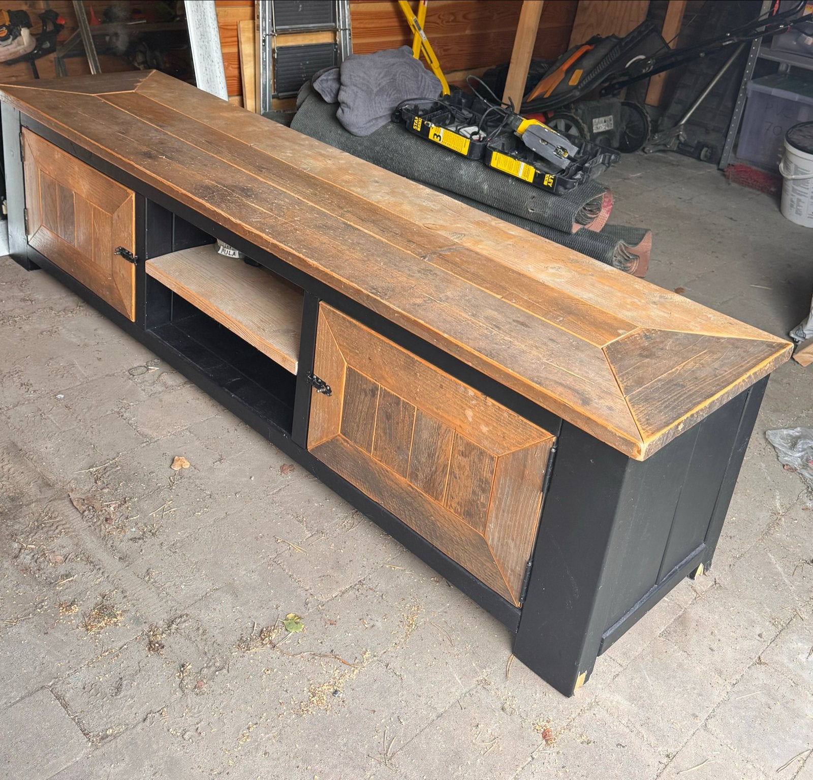 Steigerhout TV-meubel, Gebruikt, 150 tot 200 cm, Ophalen of Verzenden, Minder dan 100 cm