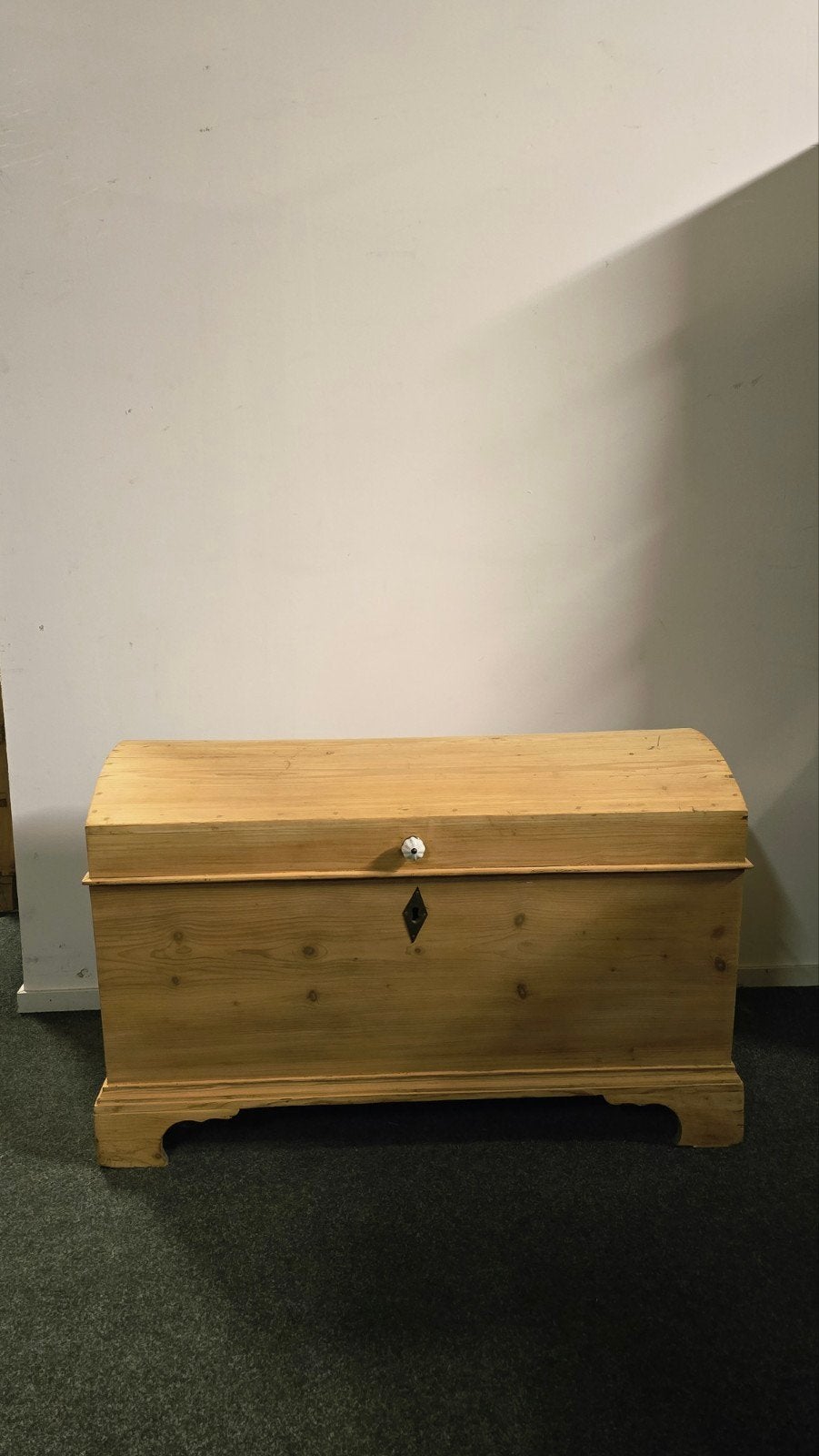 Antieke Grenen Houten Dekenkist Rond uit voorraad leverbaar!, Ophalen of Verzenden
