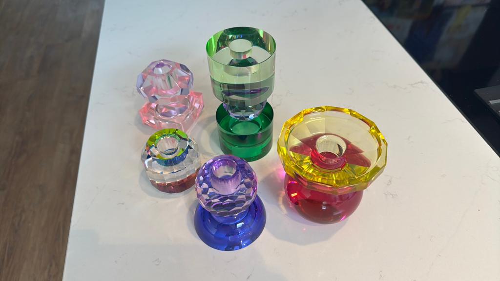 Colmore by Diga gekleurde kandelaars, Ophalen of Verzenden, Zo goed als nieuw, Overige materialen, Minder dan 25 cm