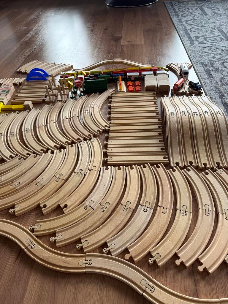 Grote IKEA Houten Treinbaan Set - 188 Delig, Ophalen, Gebruikt, Duw- of Trekspeelgoed