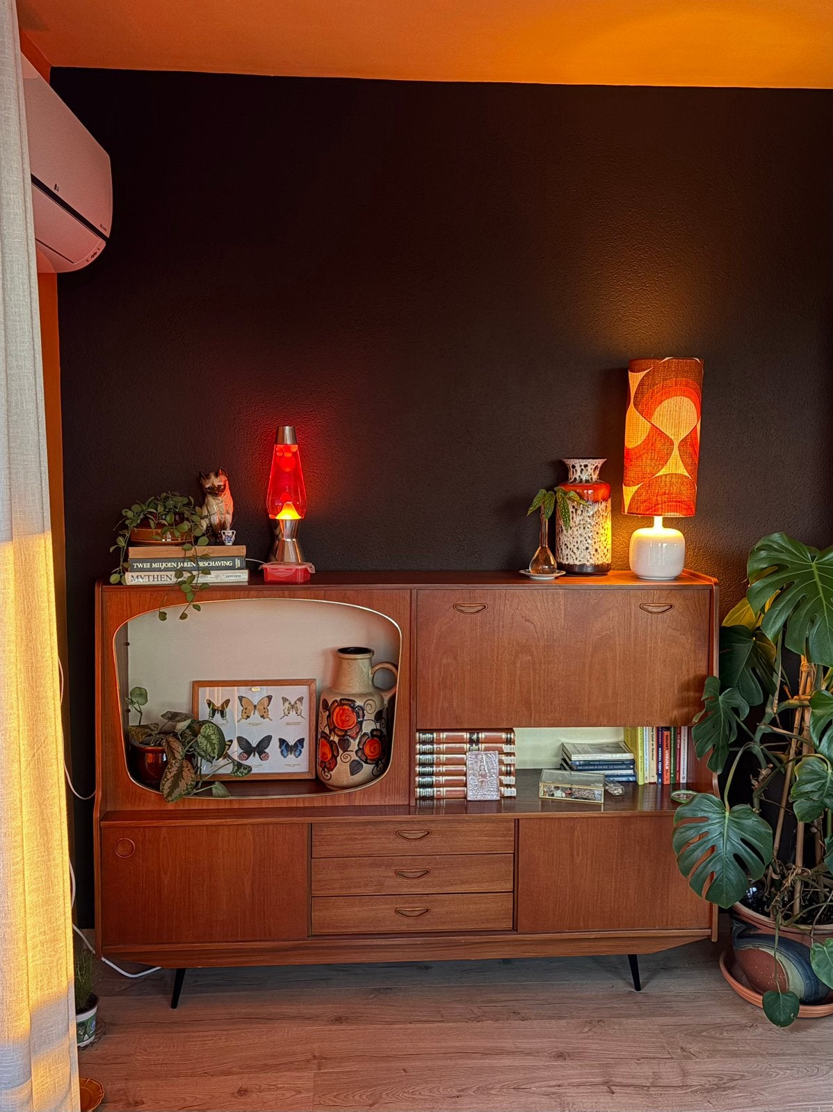 Vintage dressoir highboard Deens design, Ophalen, Minder dan 150 cm, Minder dan 100 cm, 25 tot 50 cm