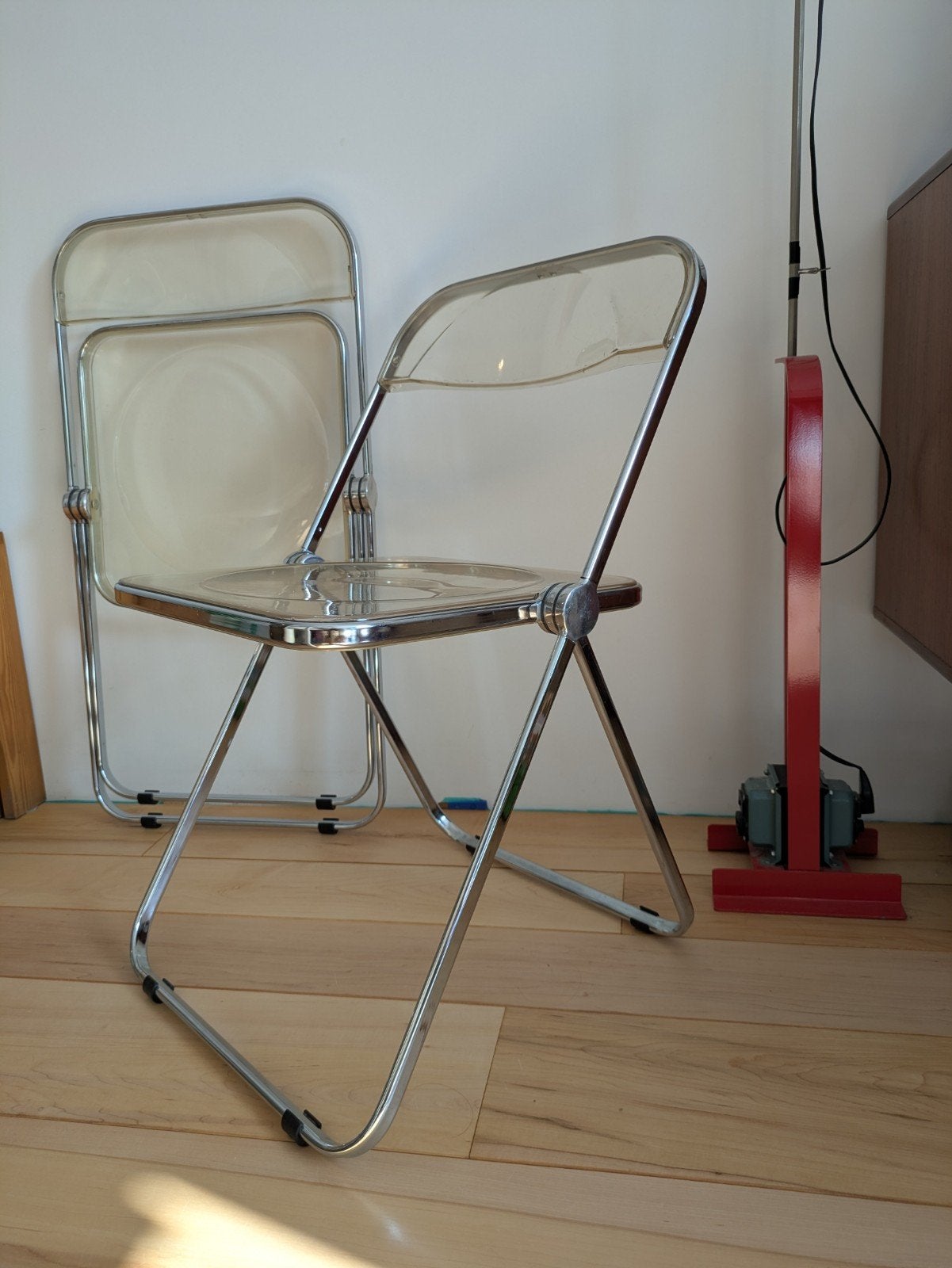 2x Anonima Castelli Plia vintage design klapstoelen 1967, Ophalen, Gebruikt, Kunststof, Twee