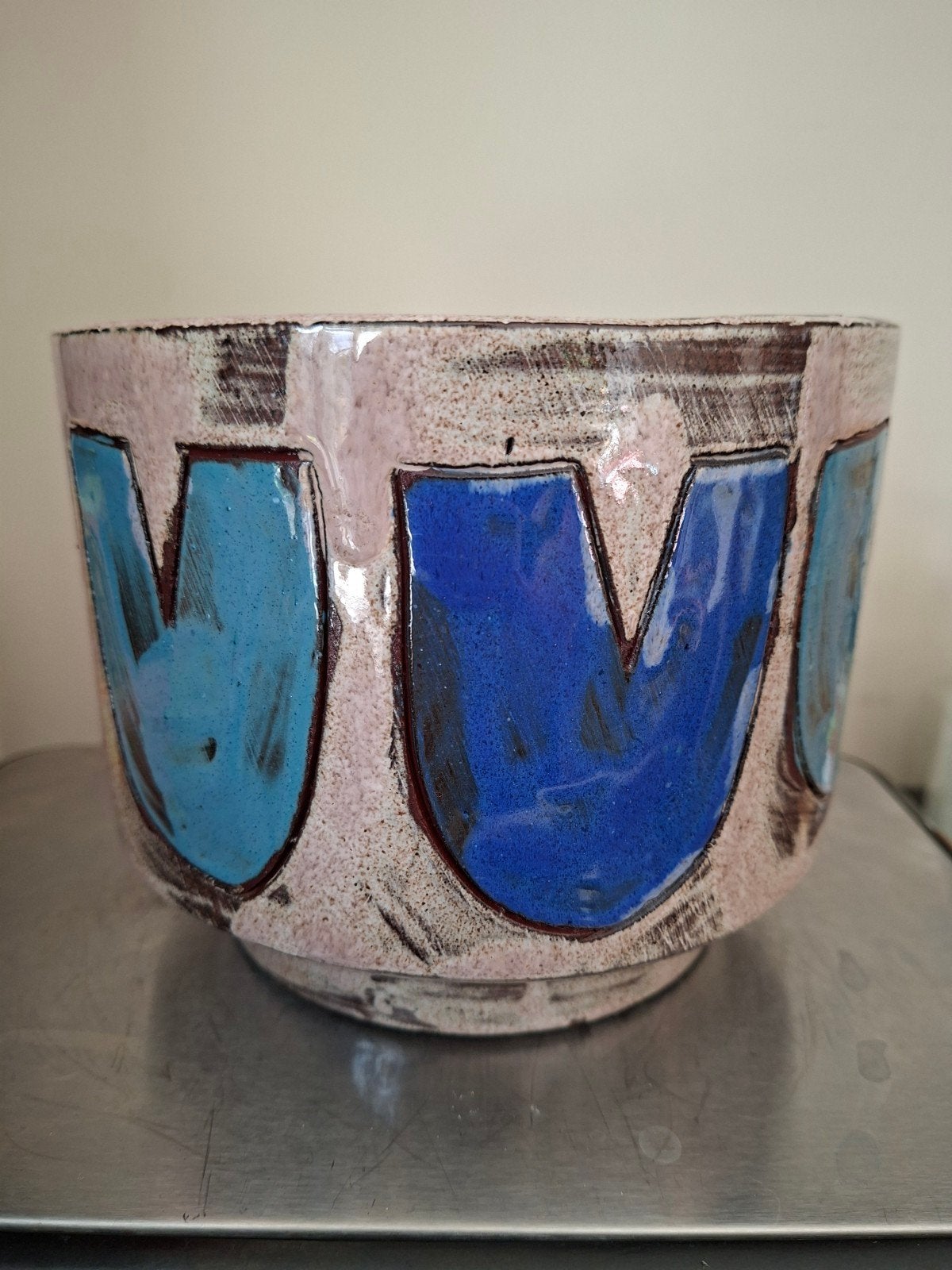 Vintage Keramieken Bloempot - Handgemaakt door Henk Potters, Antiek en Kunst, Ophalen of Verzenden