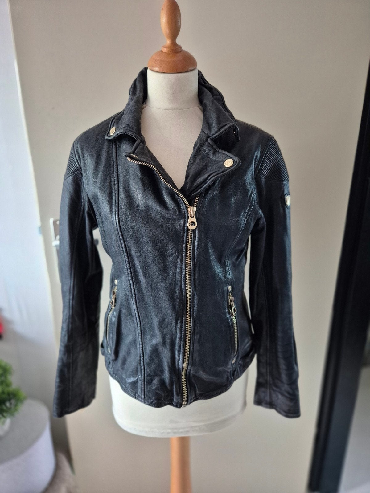 Gipsy Zwart Leren Bikerjack - Maat M, Ophalen of Verzenden, Gedragen, Maat 38/40 (M), Zwart
