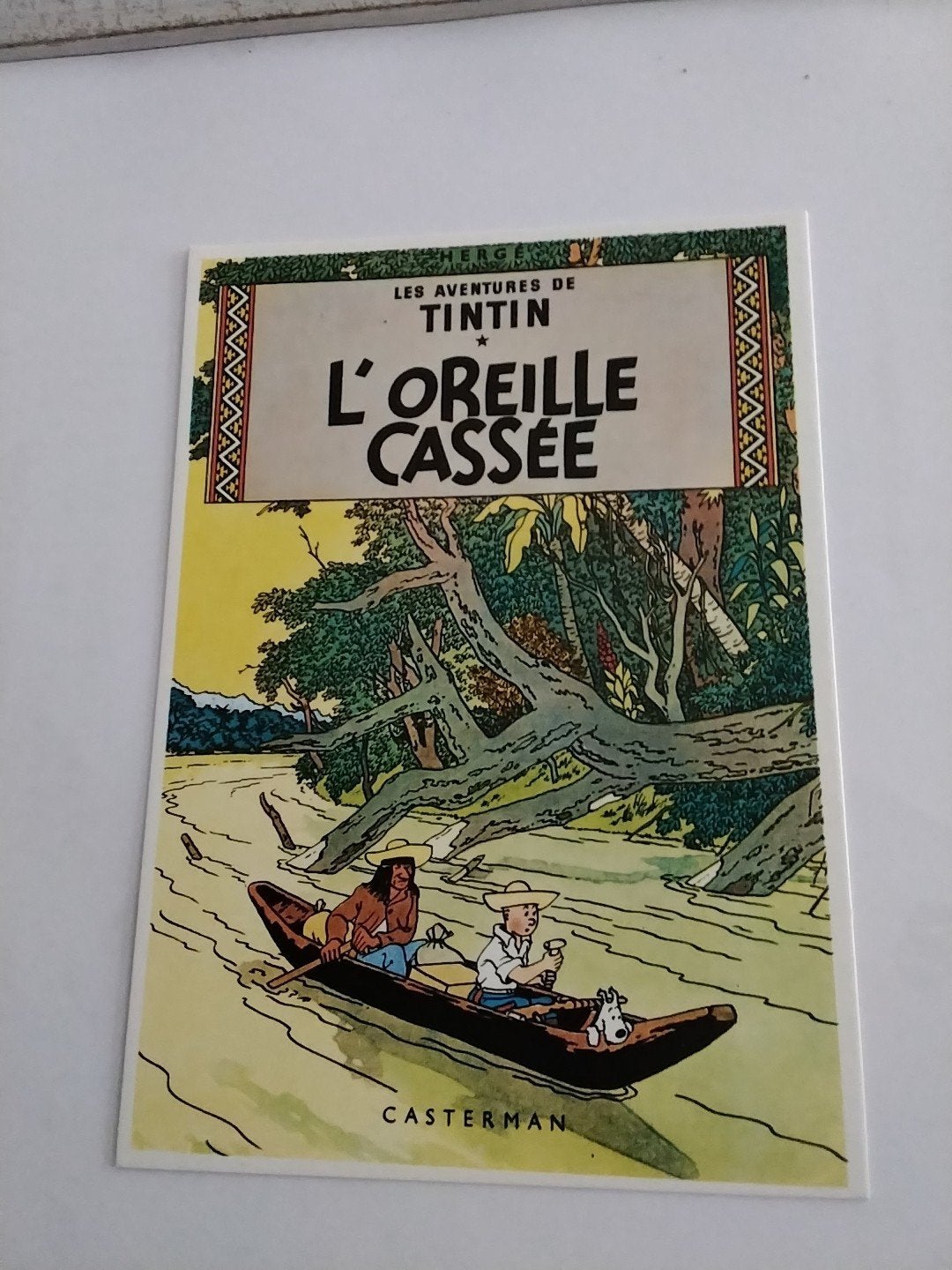 Kuifje Ansichtkaart - L'Oreille Cassée (Ongelopen), Ophalen of Verzenden, 1940 tot 1960, Ongelopen