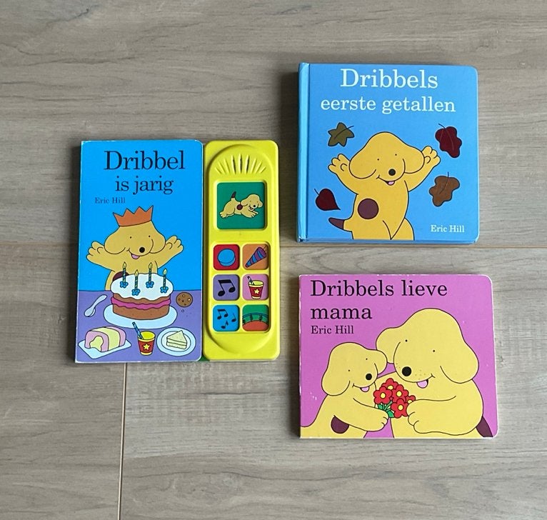 3 Dribbel boekjes, waaronder een geluidenboekje, Ophalen of Verzenden, Gelezen, 2 tot 3 jaar