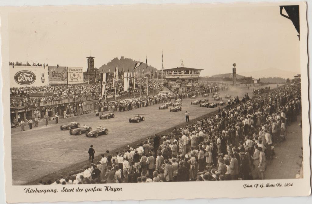 oude nurburgring racesport autorace formulewagens racewagens, Ophalen of Verzenden, 1940 tot 1960, Gelopen, Sterren en Beroemdheden