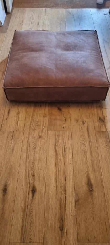 Nieuw stevig lederen cognac kussen 80x80x20, Huis en Inrichting, Woonaccessoires | Kussens, Nieuw, Bruin, Ophalen of Verzenden