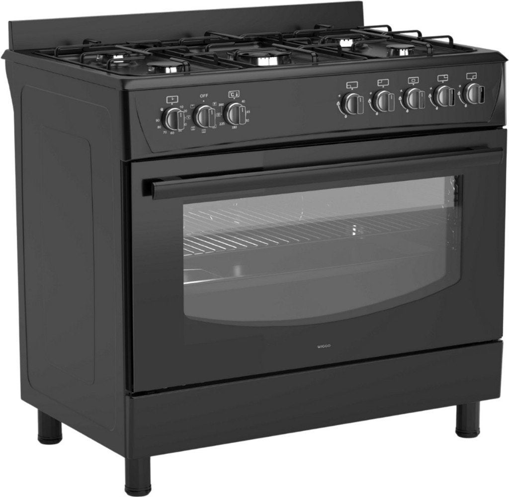 Zwart Vrijstaand Gasfornuis met Oven -  nieuw, Witgoed en Apparatuur, Fornuizen, 60 cm of meer, Nieuw, Ophalen of Verzenden, Energieklasse A of zuiniger