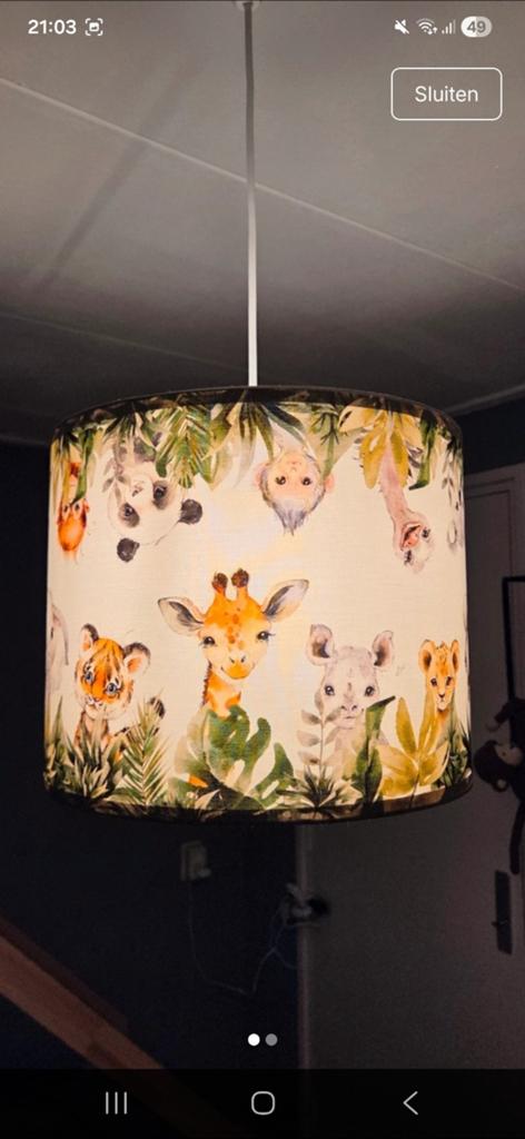 Leuke set kinderlampen met jungledieren, Groen, Kinderkamer, Jungle, Speels, 25 tot 50 cm, Rond