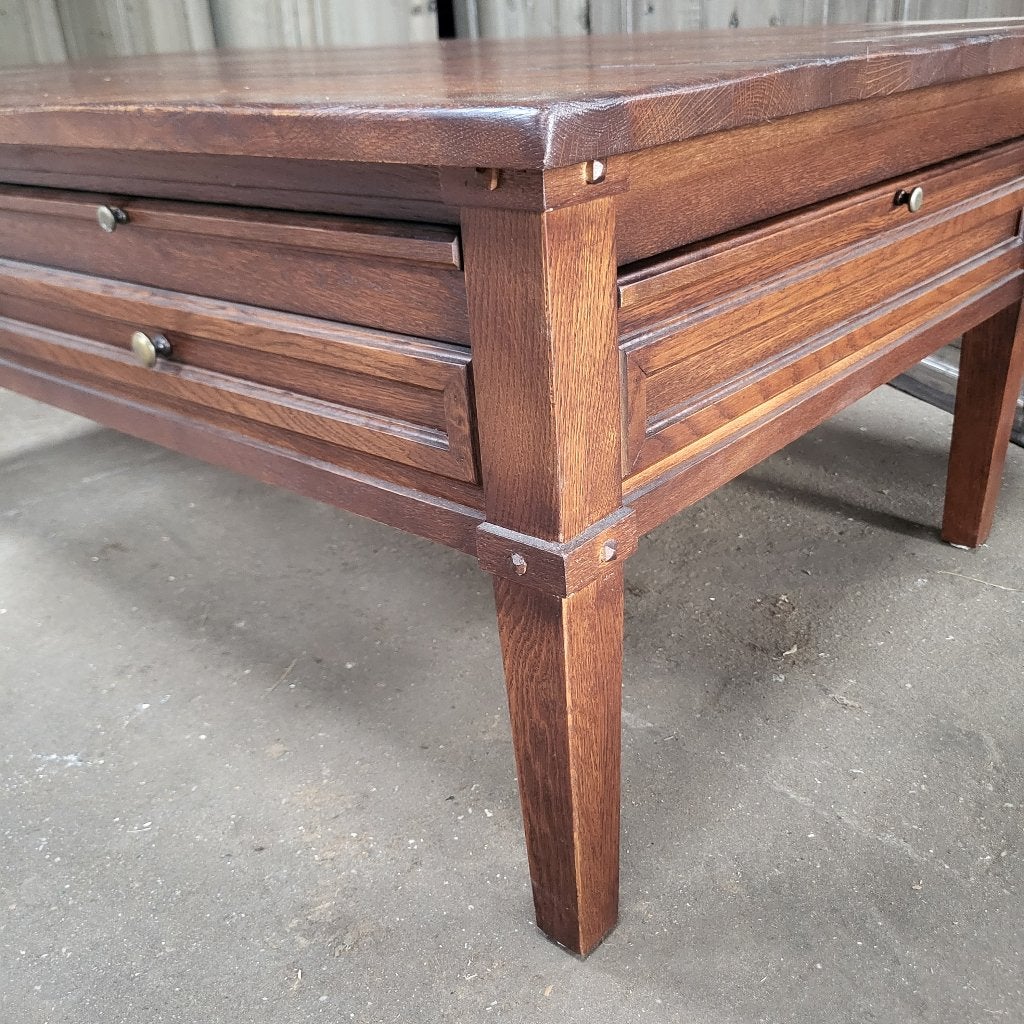massief eiken salontafel 140 x 80cm van Rees meubelen, Huis en Inrichting, Gebruikt, 100 tot 150 cm, Landelijk, Chesterfield, Eikenhout