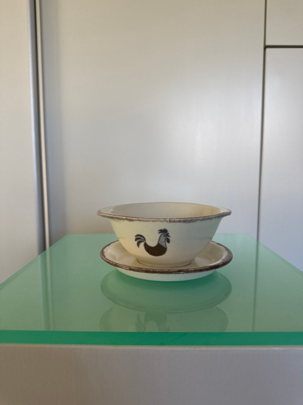 Vintage Franse aardewerk kom met haan, Gien Kellogg's 1979, Ophalen of Verzenden