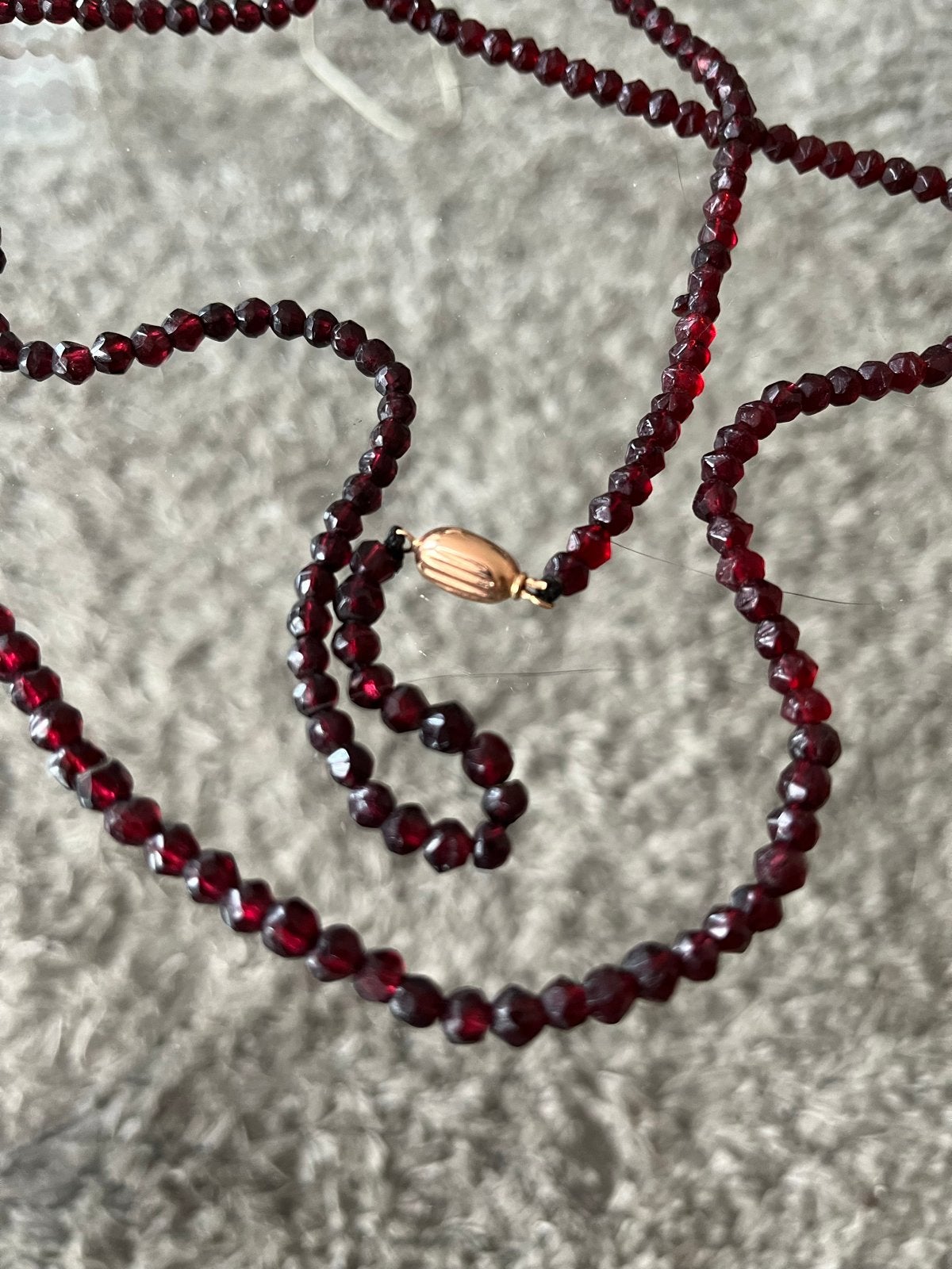 Antieke/Vintage Granaat Armband en Ketting Set, Sieraden, Tassen en Uiterlijk, Kettingen, Gebruikt, Verzenden, Steen of Mineraal