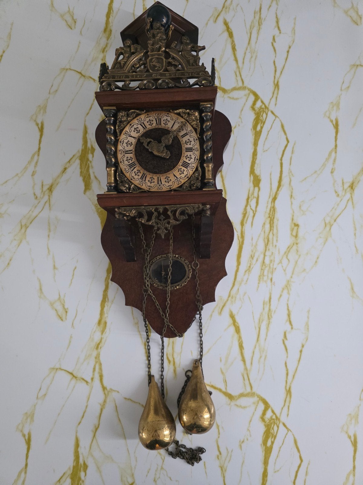Zaanse wandklok met gewichten - 64cm, Antiek en Kunst, Ophalen