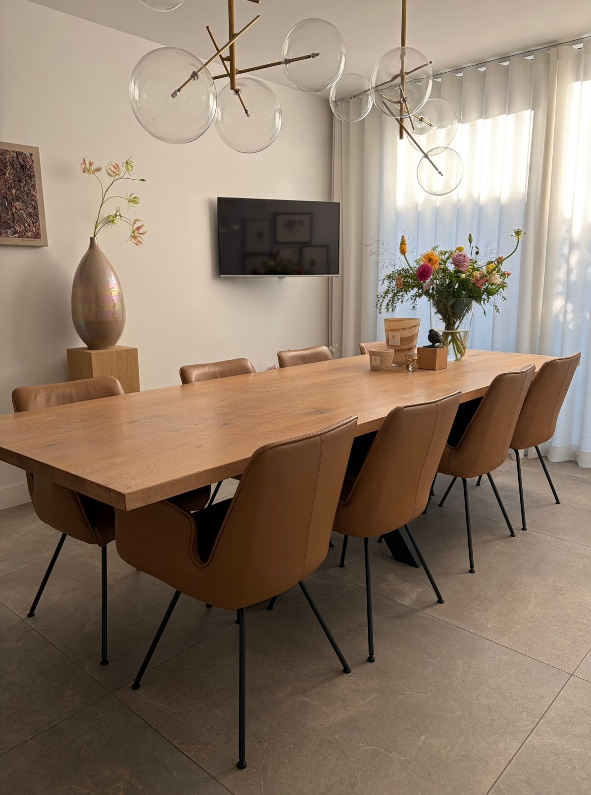 8 TopVorm armstoelen met draaifunctie - Zo goed als nieuw, Huis en Inrichting, Ophalen, Bruin, Leer, Zo goed als nieuw