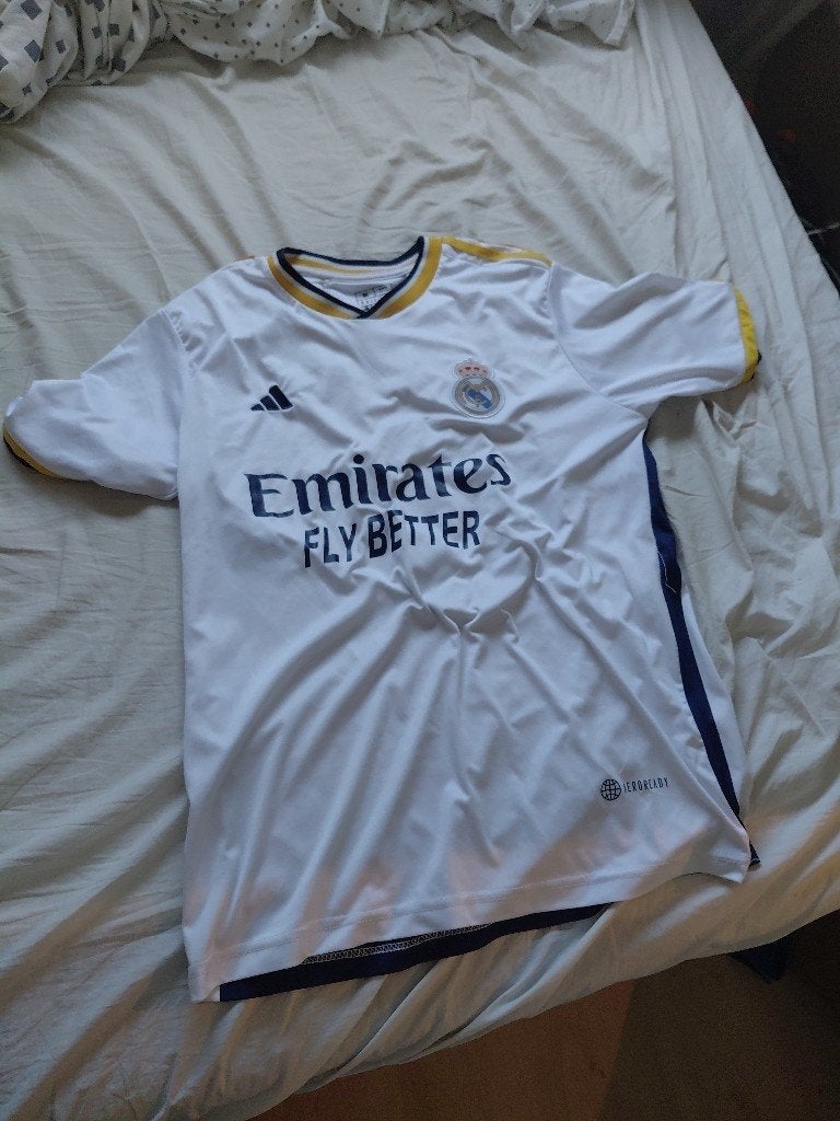 Real Madrid Thuisshirt Bellingham #5 Maat M, Maat 48/50 (M), Wit, Ophalen of Verzenden, Zo goed als nieuw