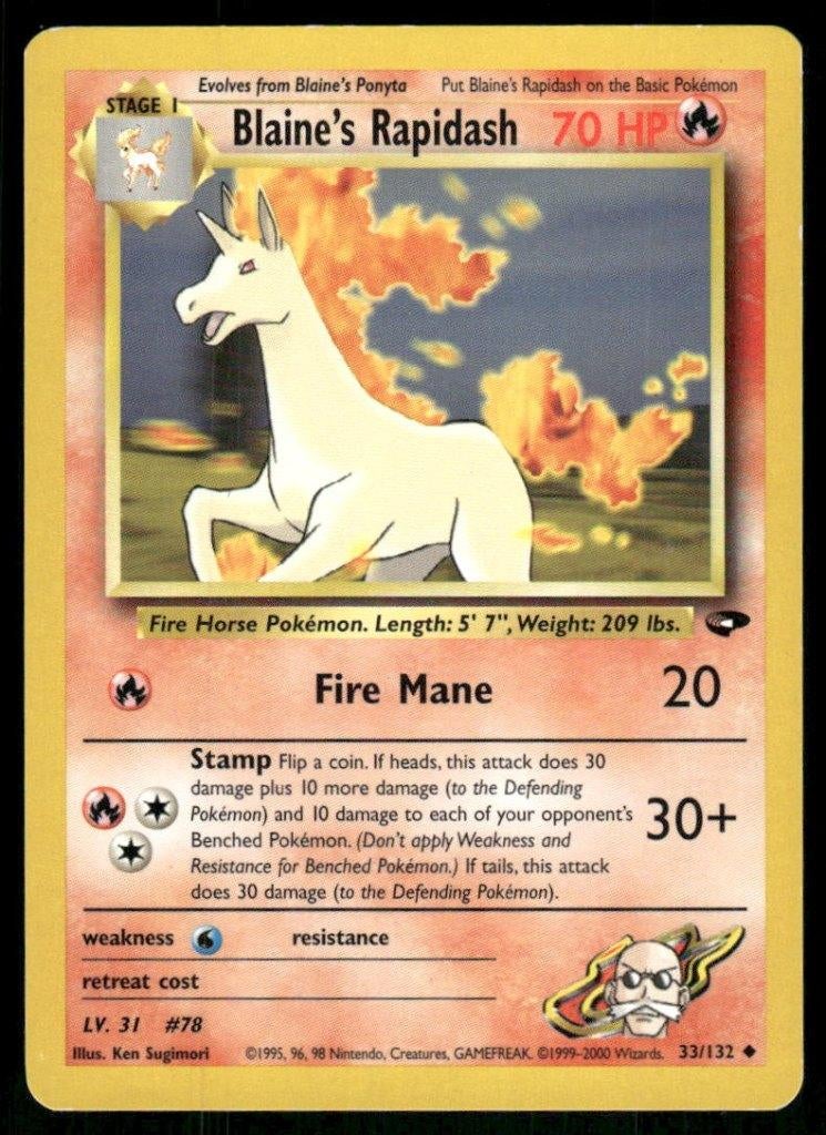 Blaine's Rapidash 33/132 - Gym Challenge (NM), Verzenden, Gebruikt