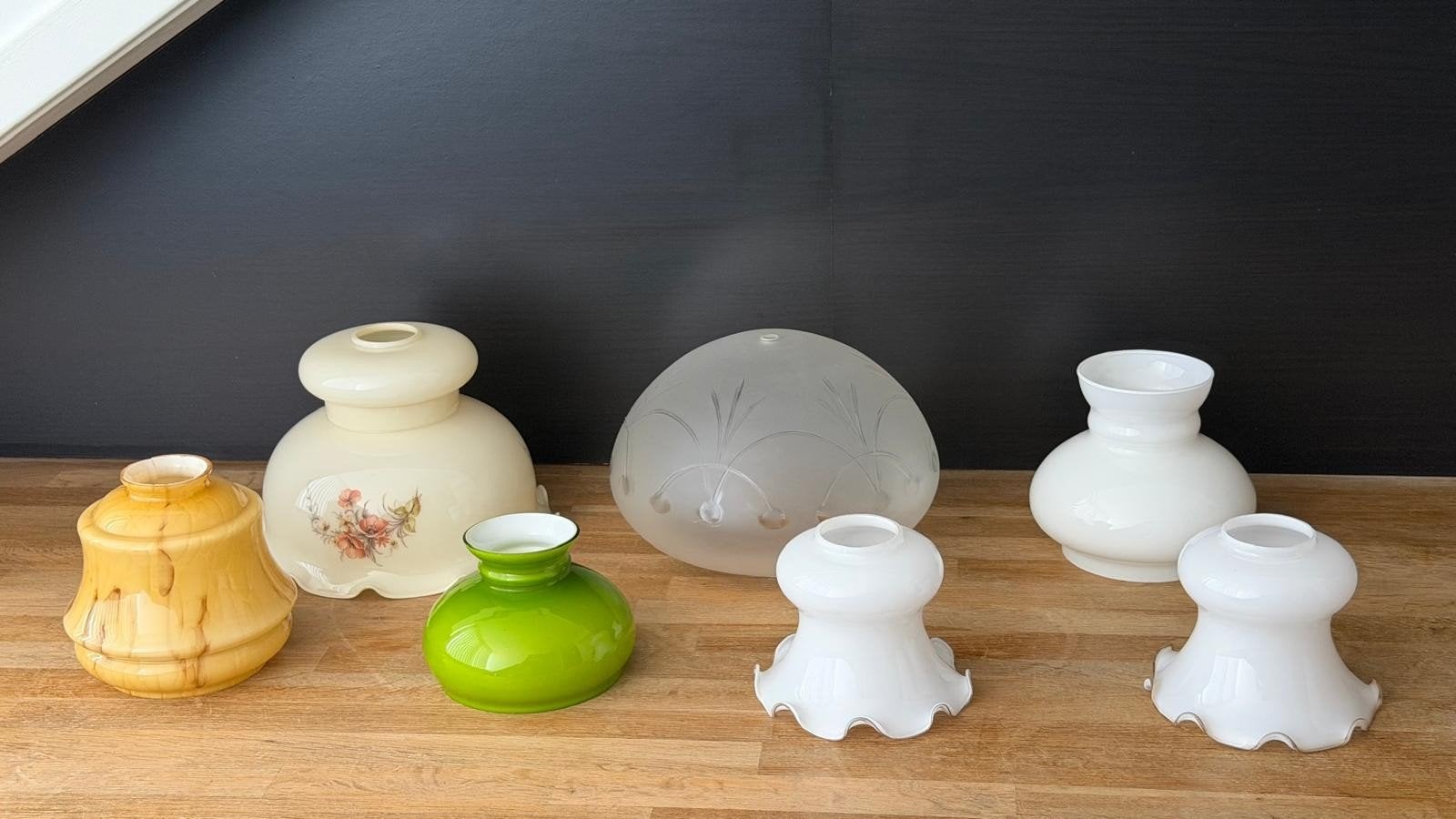 Diverse vintage glazen lampenkappen, Diversen, Pasen, Ophalen of Verzenden, Gebruikt