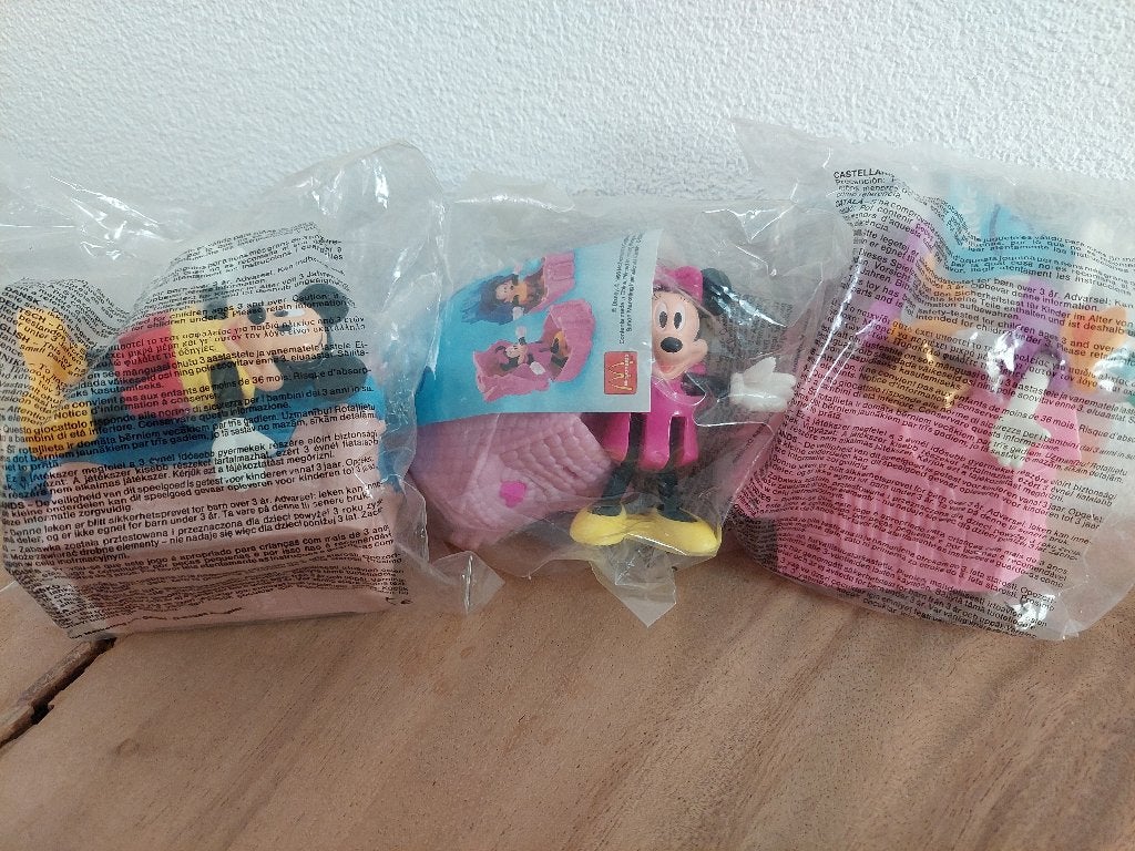 McDonalds Happy Meal: Disney Mickey, Minnie en Katrien nieuw, Disney, Beeldje of Figuurtje, Nieuw, Ophalen of Verzenden