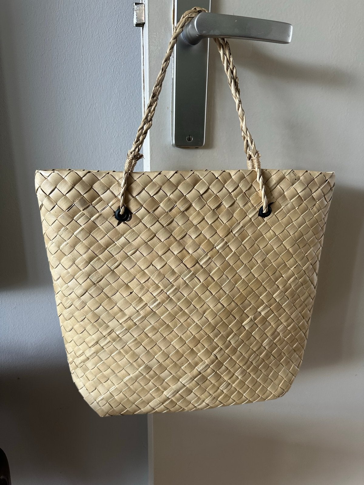 Leuke rieten tas uit Azië, Ophalen of Verzenden, Gebruikt, Beige, Shopper
