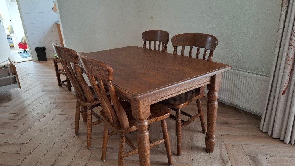 eetkamer tafel en 4 stoelen, Ophalen, Gebruikt, 4 tot 6 stoelen