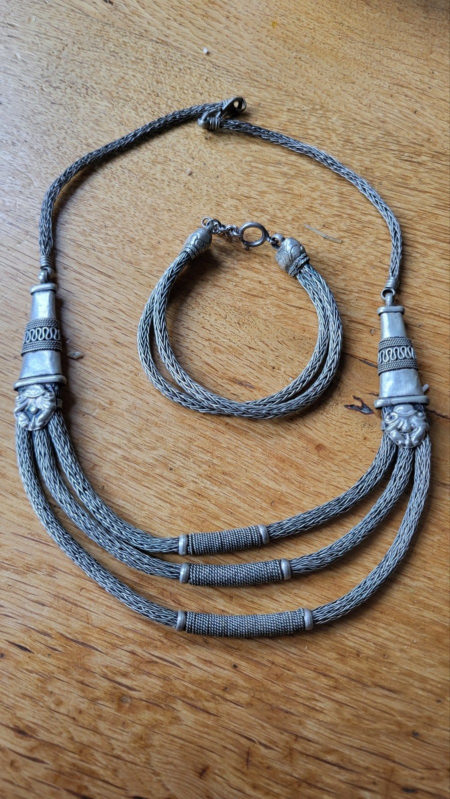 Tribale Zilveren Ketting en Armband Set, Ophalen of Verzenden, Zilver, Armband
