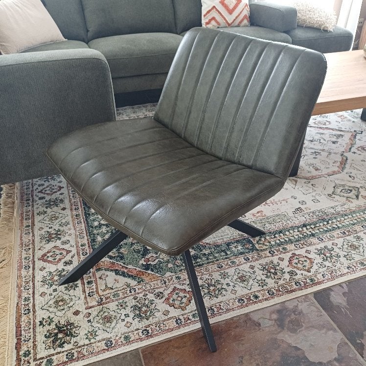 olijfgroene fauteuil, Huis en Inrichting, Fauteuils, Kunststof, 50 tot 75 cm, 75 tot 100 cm, Ophalen