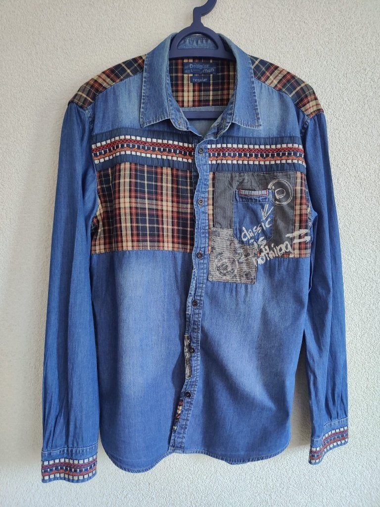 013 Desigual overhemd - Lange mouwen - Maat: L, Desigual, Blauw, Ophalen of Verzenden, Zo goed als nieuw