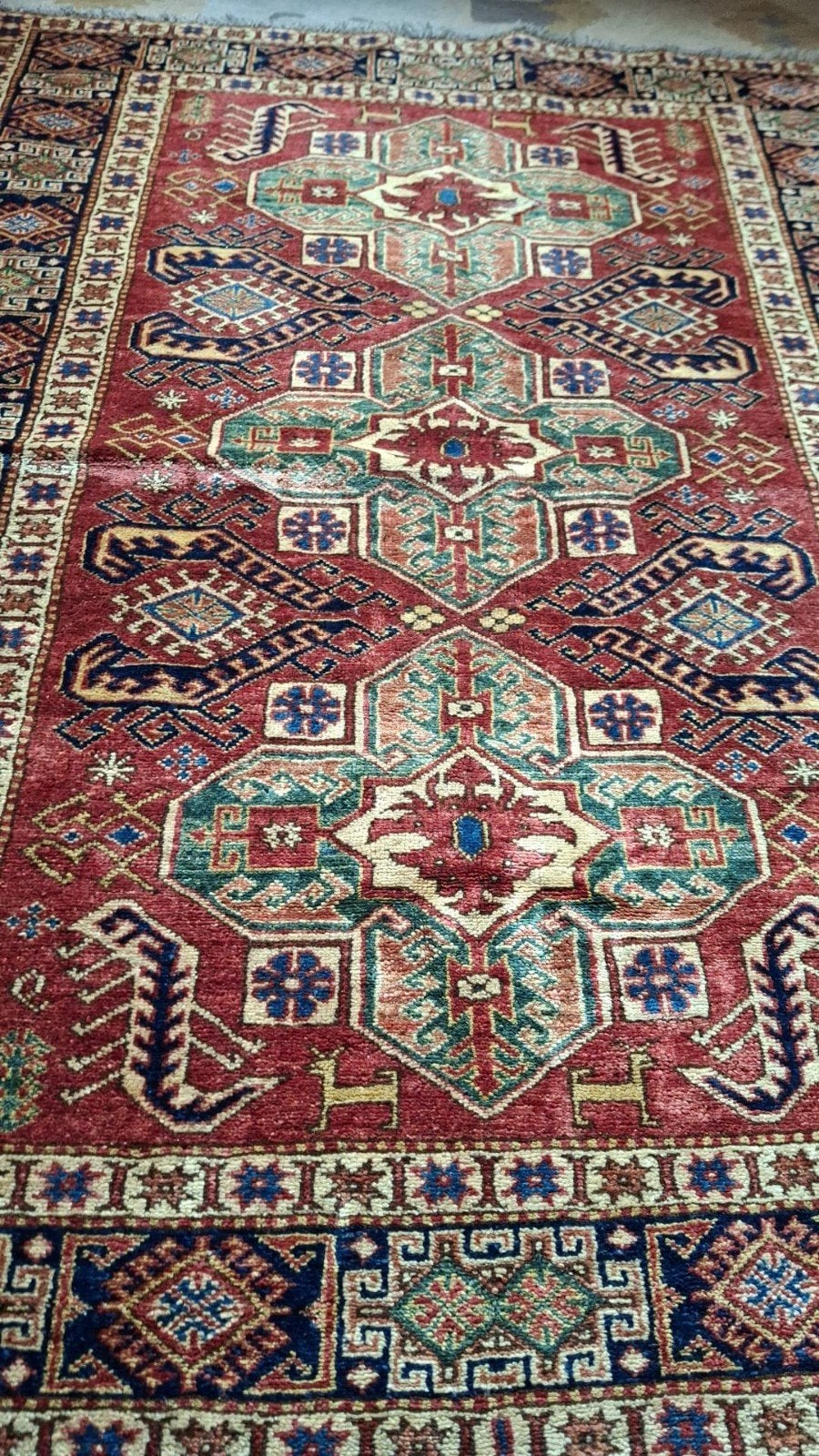 Handmade wollen tapijt, Antiek en Kunst, Antiek | Kleden en Textiel, Ophalen