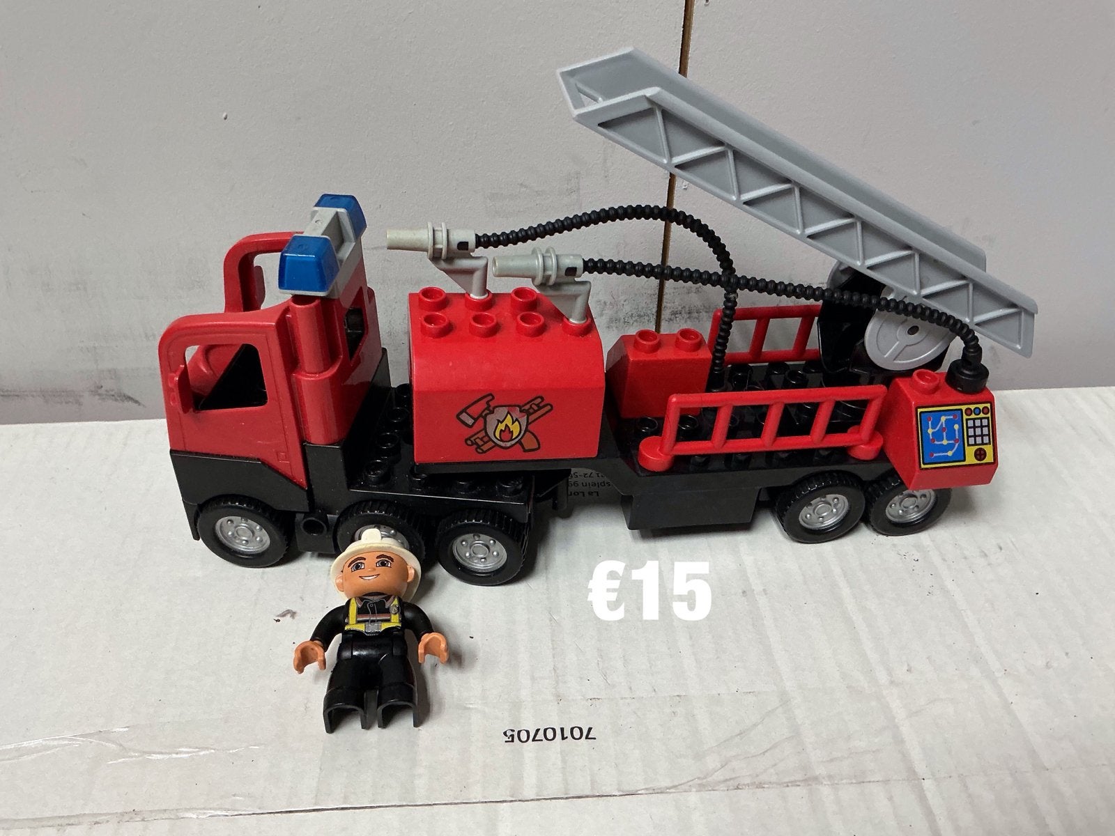 Lego Duplo Brandweerwagen met Brandweerman, Inclusief minifiguren, Ophalen of Verzenden, Duplo, Complete set