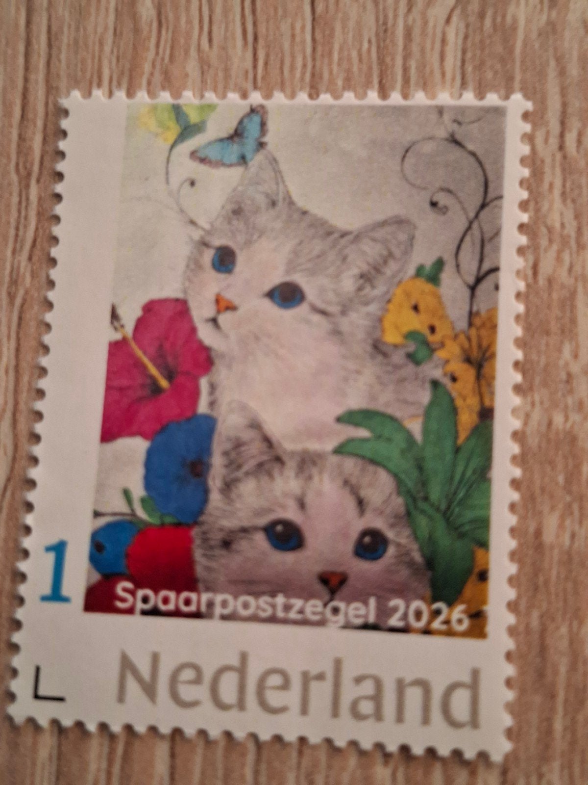 Nederland Spaarpostzegel 2026 met katten en bloemen, Verzenden, Na 1940, Postfris