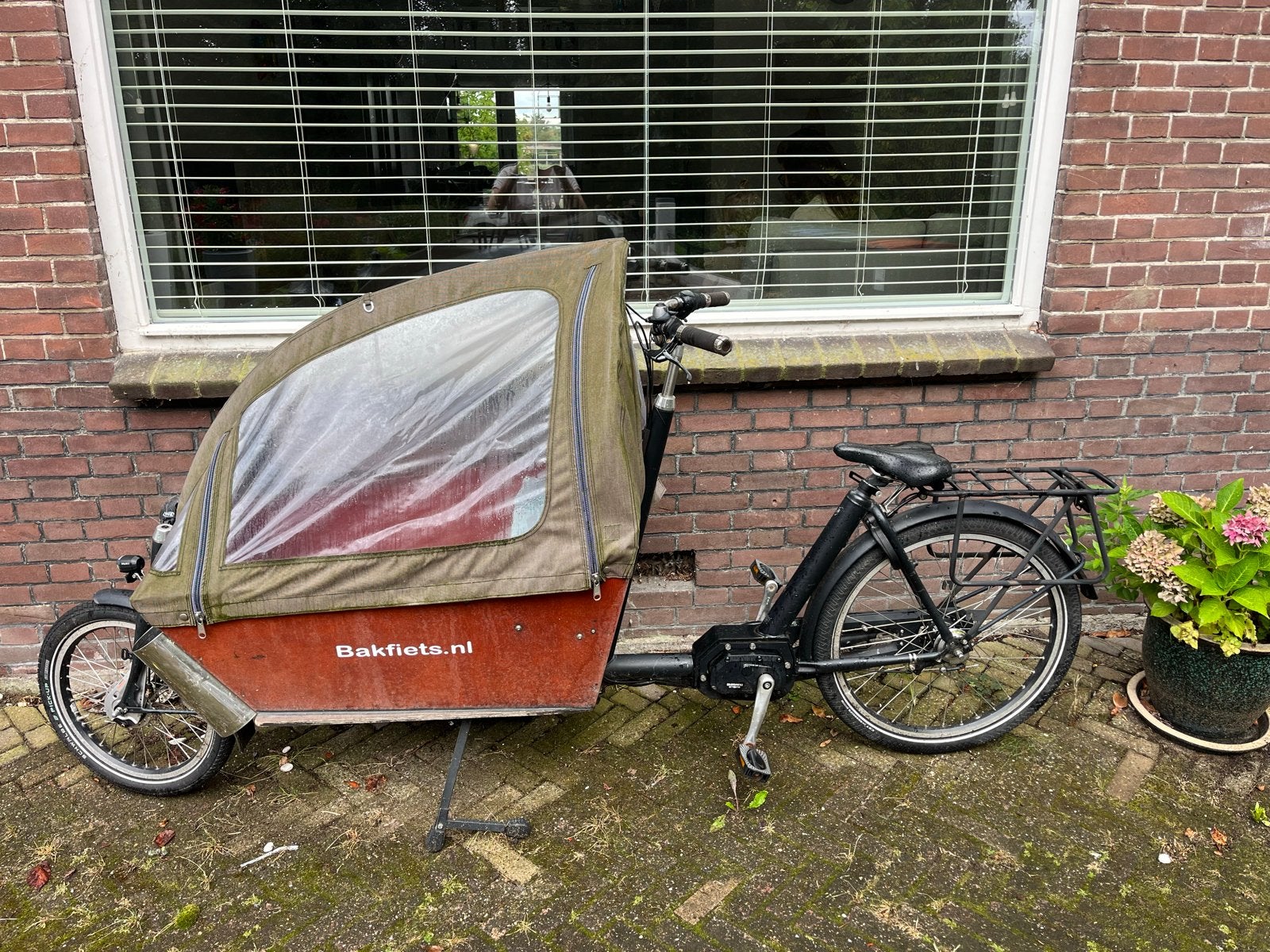 Bakfiets-nl met huif, Ophalen, Gebruikt, Huif, 2 kinderen