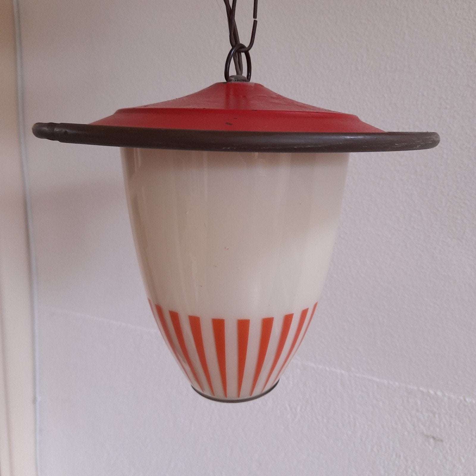 Vintage Lamp Glas en Metaal, Verzenden, Glas, Minder dan 50 cm