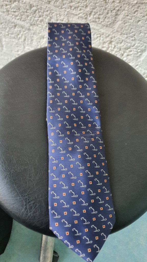 Rogers & Hamilton stropdas – bevers print, Ophalen of Verzenden, Zo goed als nieuw, Blauw
