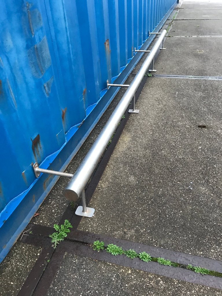 RVS bar voet steun , RVS doorrijbeveiliging buis van 3m20, Ophalen, Gebruikt, Overige metalen