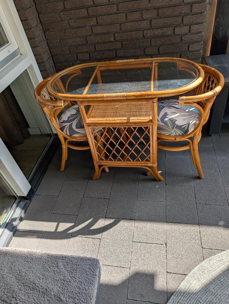 tuinsetje rotan, Gebruikt, Rotan, Tuinset, Eettafel