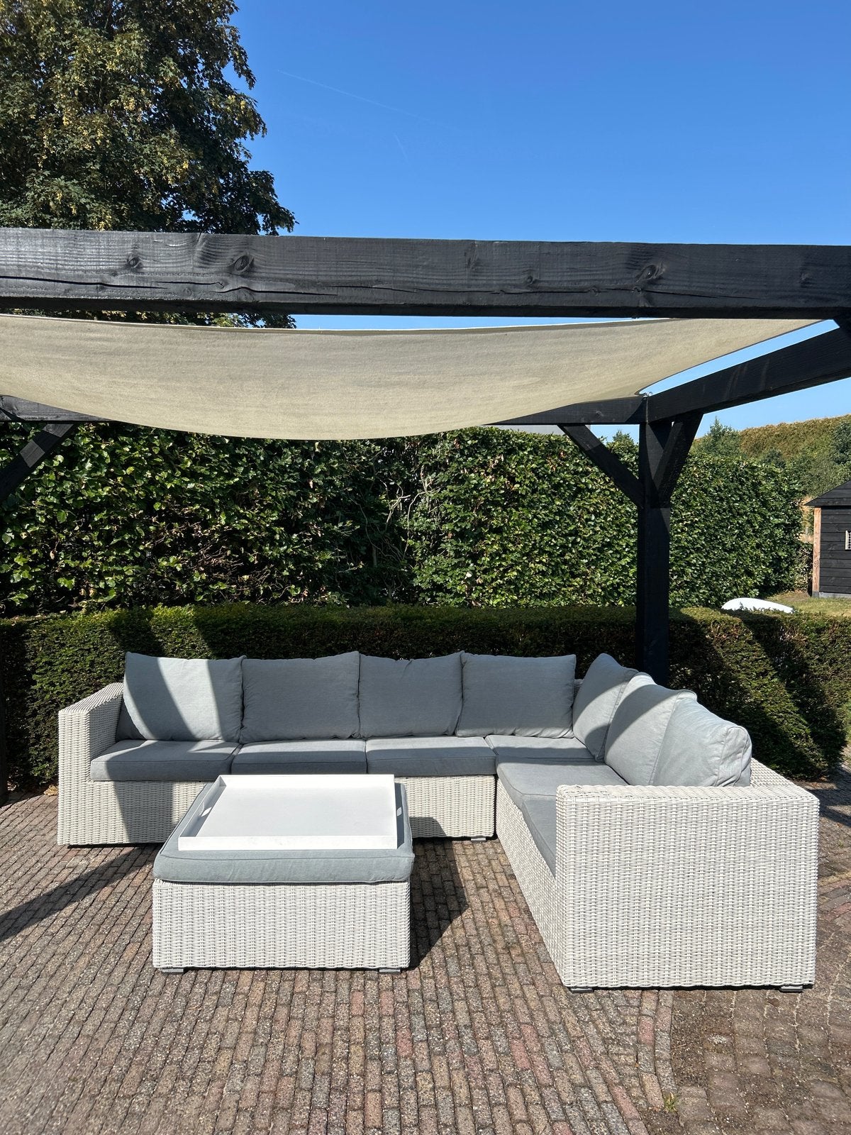 Luxe intenso Loungeset met Hocker gebruikt, Tuin en Terras, Ophalen, Gebruikt, 6 zitplaatsen, Loungeset