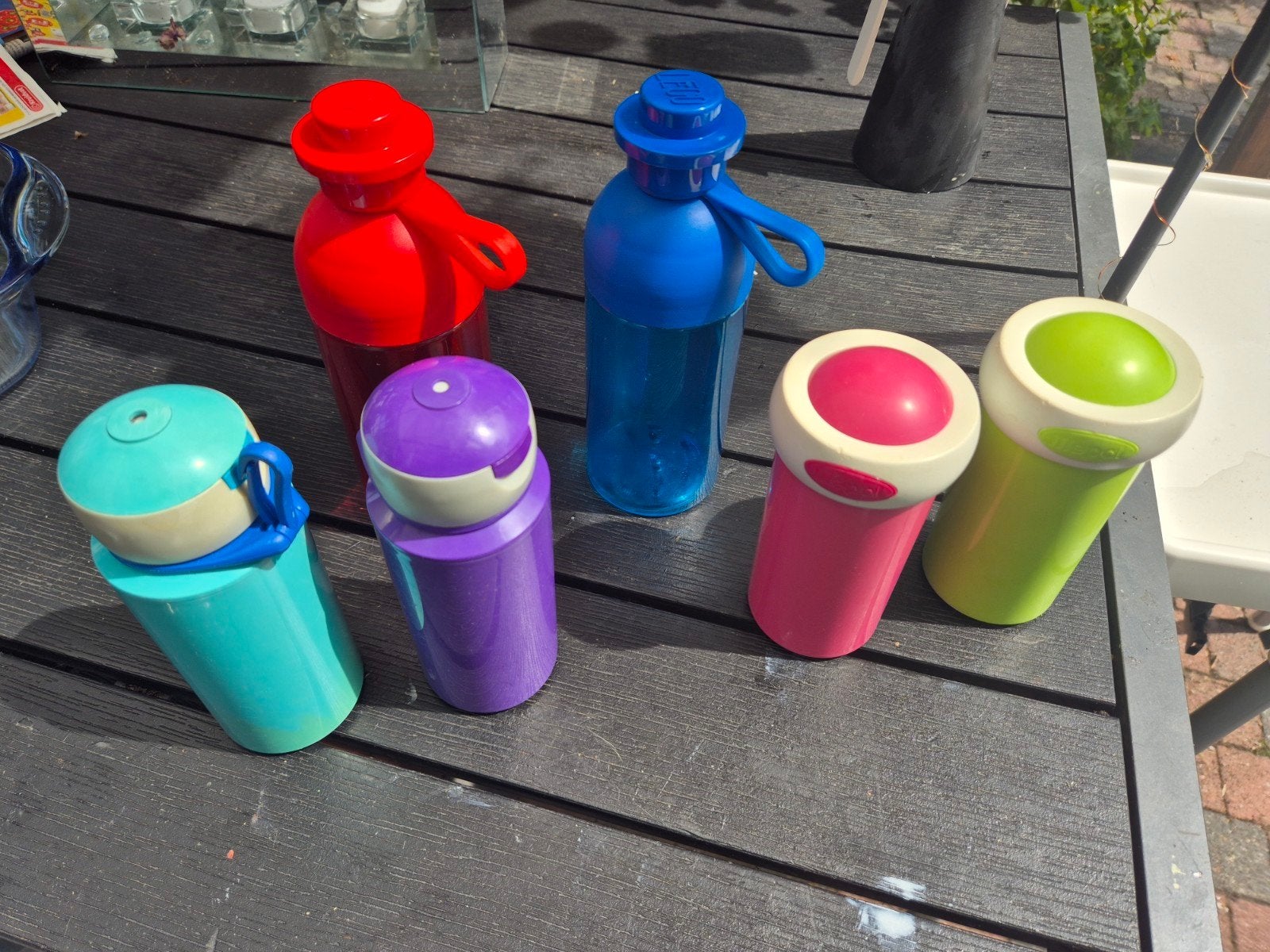 6 drinkbekers, waaronder Lego en Mepal bekers, Kunststof, Ophalen of Verzenden, Meerkleurig, Overige merken
