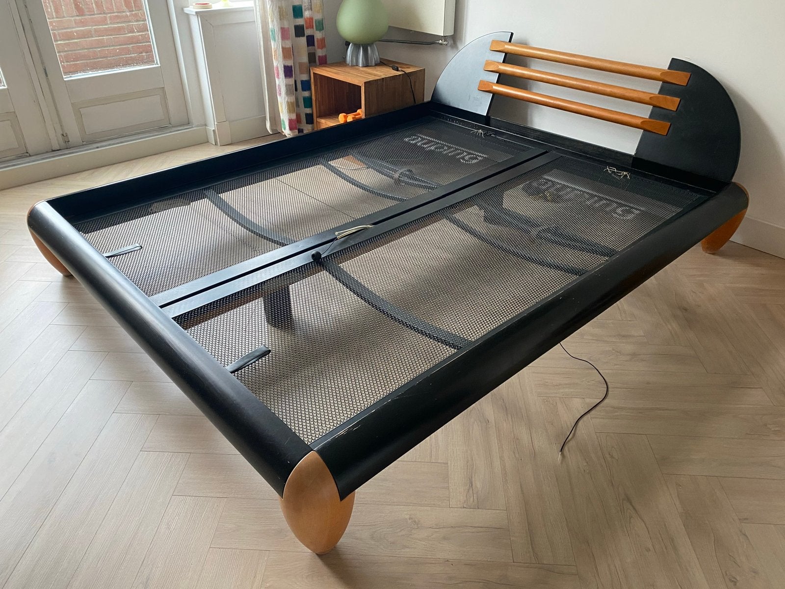 Auping Auronde bed 160x200 met verstelbare spiraalbodems, Ophalen, Gebruikt, Zwart, Tweepersoons
