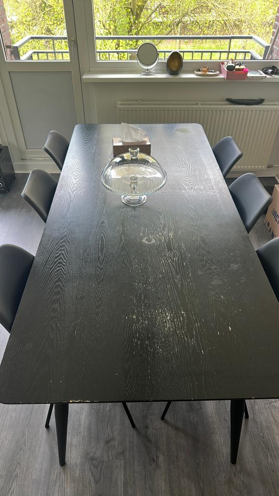 Eettafel met 6 eetstoelen, Huis en Inrichting, Tafels | Eettafels, Gebruikt, 200 cm of meer, Rechthoekig, 50 tot 100 cm