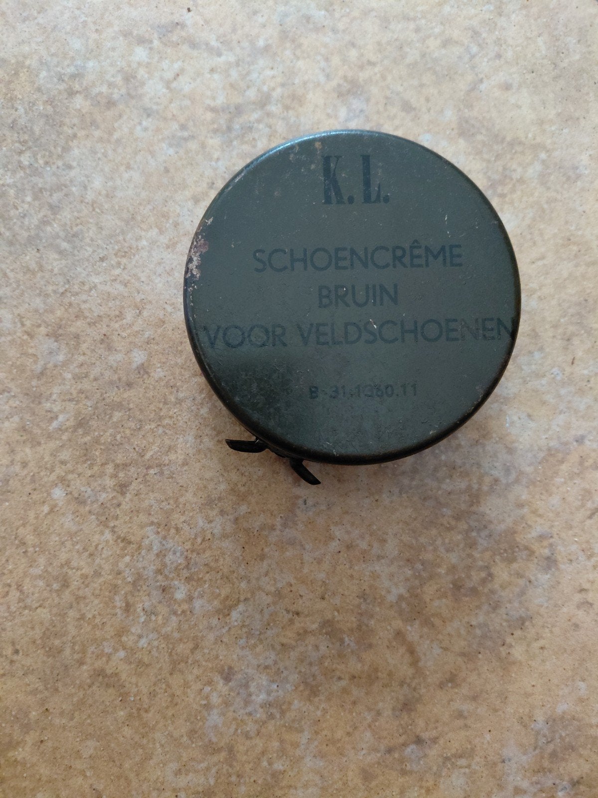 Vintage K.L. Schoenencrème Bruin voor Veldschoenen, Verzamelen, Militaria | Algemeen, Niet van toepassing, Overige typen, Niet van toepassing