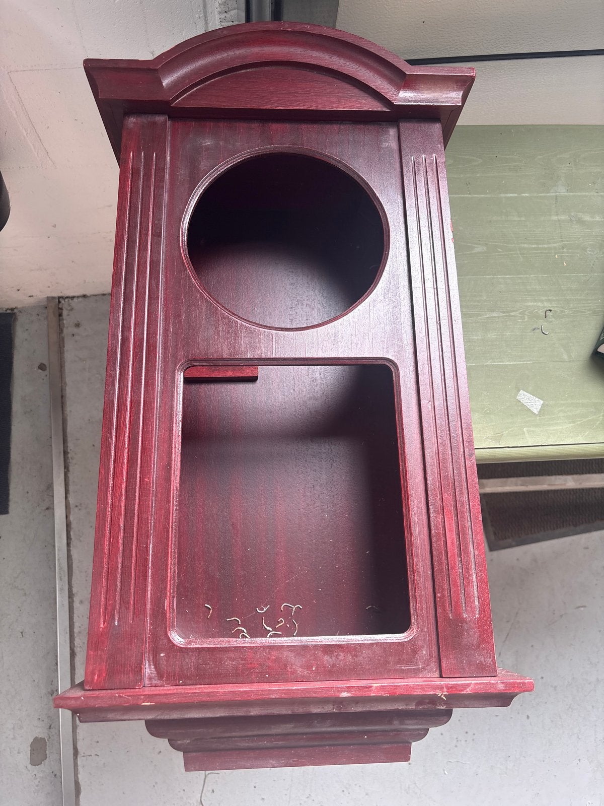 Lege oude klok kast Bordeaux geverfd - 65x36x17 cm, Antiek en Kunst, Antiek | Klokken, Ophalen of Verzenden